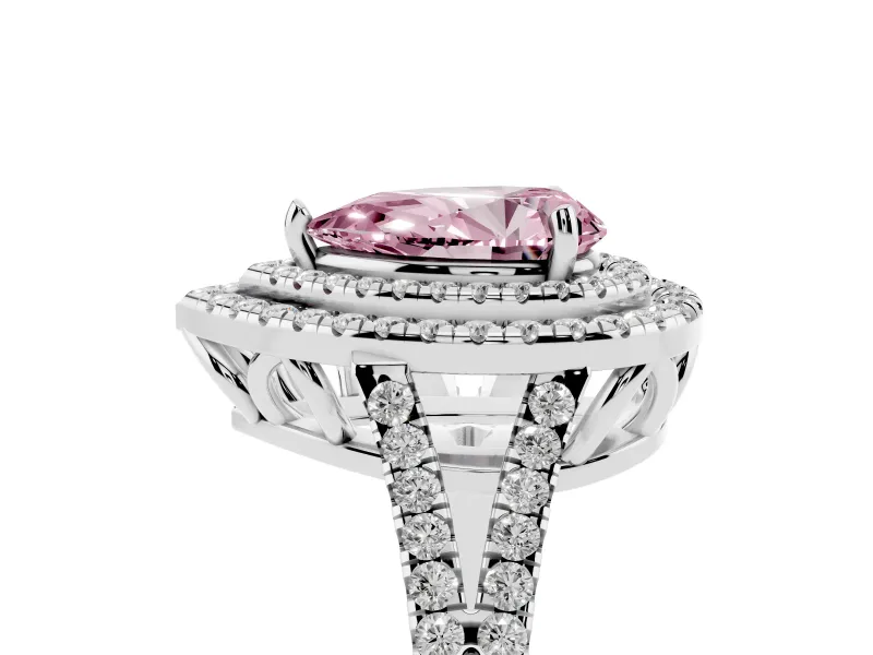 Pear-Shaped Halo Engagement Ring Setting for a Fancy Pink Lab-Grown Diamond | Sterling Silver - Design NV-24799