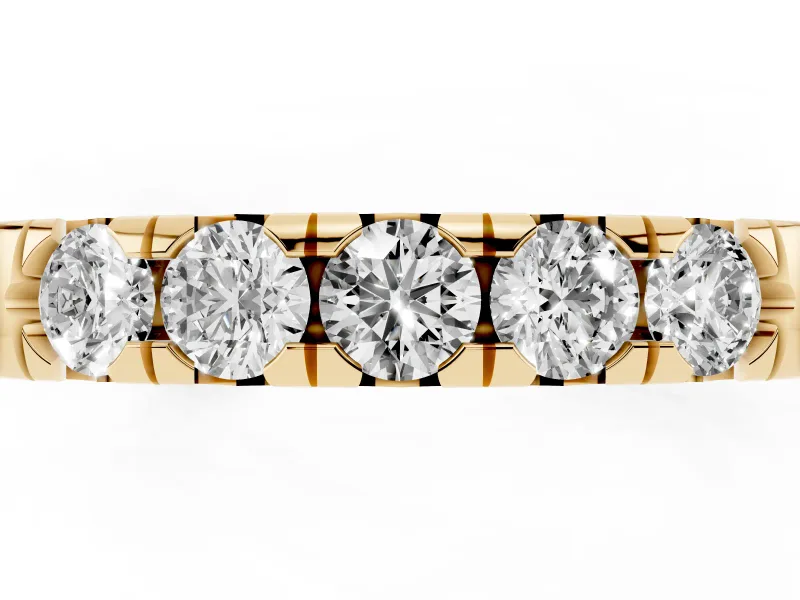 Round Diamond Half Eternity Band Set in Yellow gold with Channel Setting