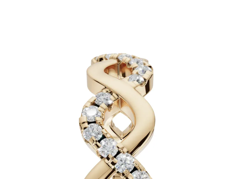 Round Lab-Grown Diamond Infinity Twist Wedding Band | Pavé and Polished | Yellow Gold