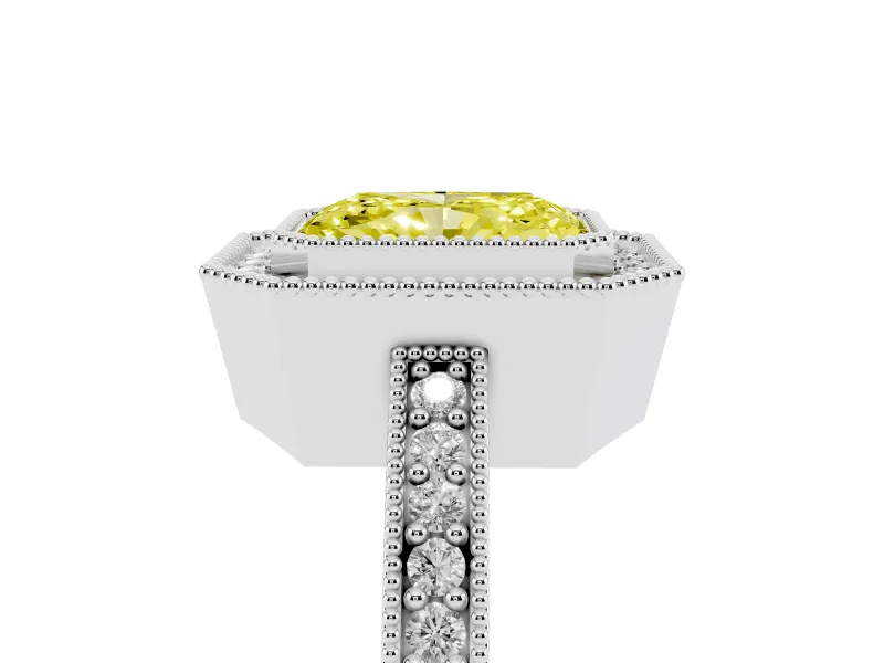 Radiant Cut Halo Engagement Ring Setting for a Fancy Yellow Lab-Grown Diamond | White Gold - Design NV-24886
