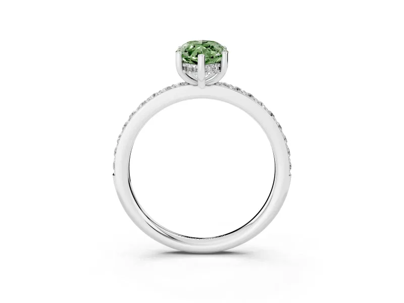 Marquise Hidden Halo Engagement Ring Setting for a Fancy Green Lab-Grown Diamond | Sterling Silver