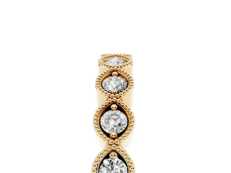 Marquise Diamond Eternity Band Set in Yellow gold with Milgrain Bezel Setting