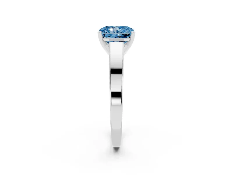 Radiant Cut Solitaire Engagement Ring Setting for a Fancy Blue Lab-Grown Diamond | Sterling Silver