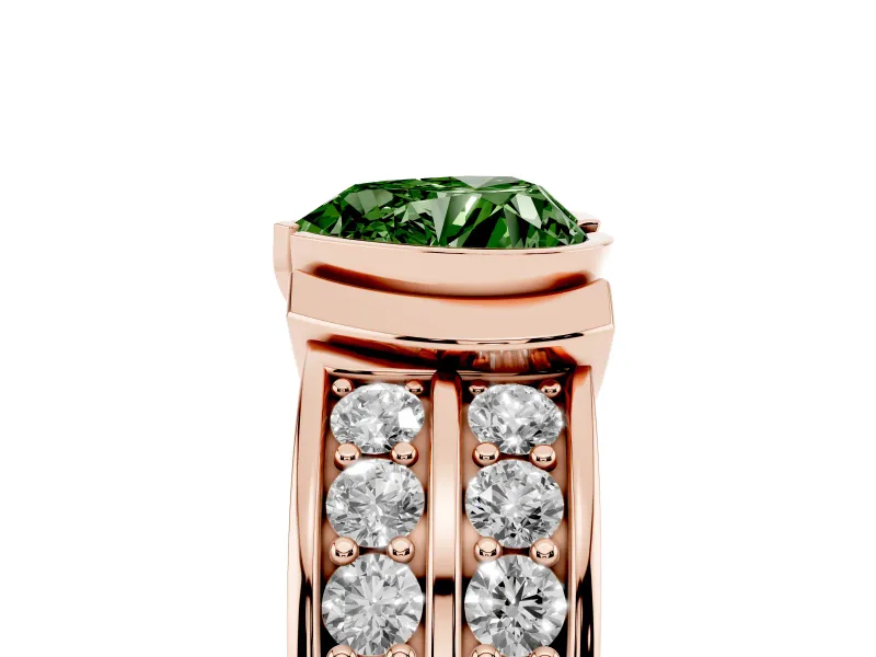Heart-Shaped Half Bezel Engagement Ring Setting for a Fancy Green Lab-Grown Diamond | Channel Band | Rose Gold