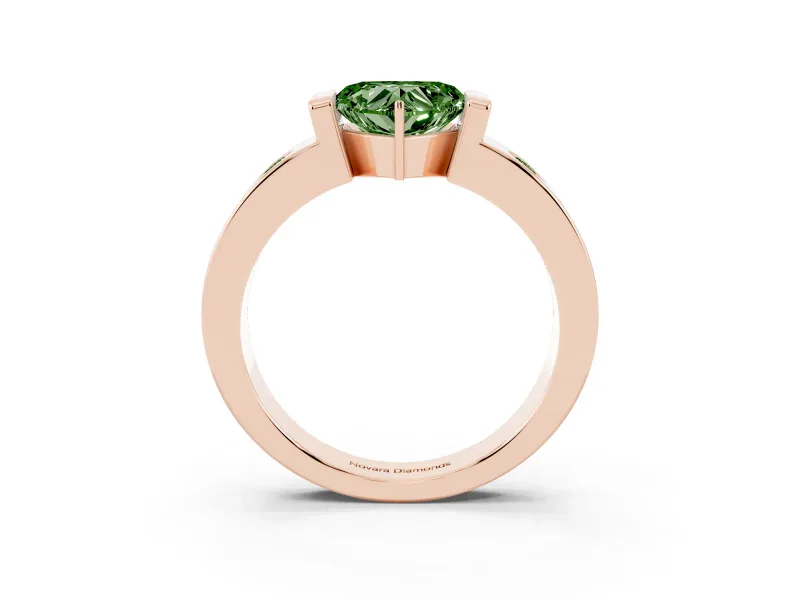 Heart-Shaped Tension Style Engagement Ring Setting for a Fancy Green Lab-Grown Diamond | Rose Gold