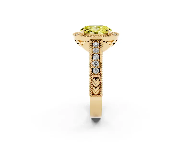 Oval Halo Engagement Ring Setting for a Fancy Yellow Lab-Grown Diamond | Yellow Gold