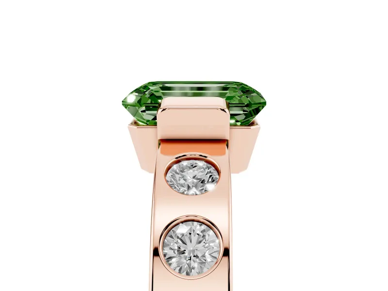 Emerald Cut Tension Style Engagement Ring Setting for a Fancy Green Lab-Grown Diamond | Rose Gold