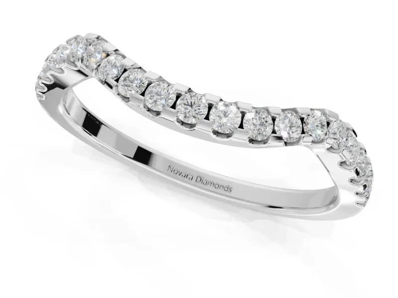 Round Lab-Grown Diamond Pavé Curved Wedding Band | Micro Prong Set | Sterling Silver