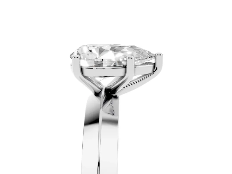Pear-Shaped Knife-Edge Solitaire Engagement Ring Setting | Plain Band | White Gold