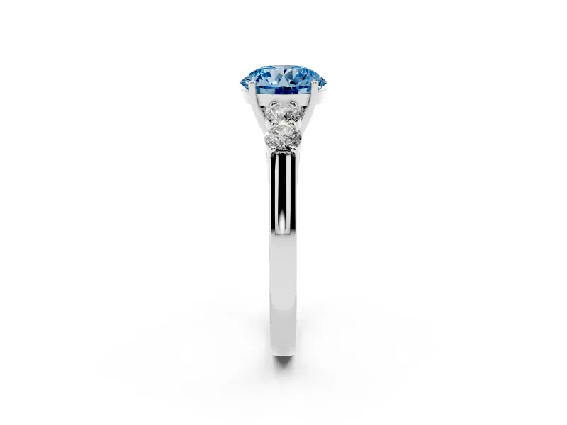 Round 5 Stone Engagement Ring Setting for a Fancy Blue Lab-Grown Diamond | Sterling Silver