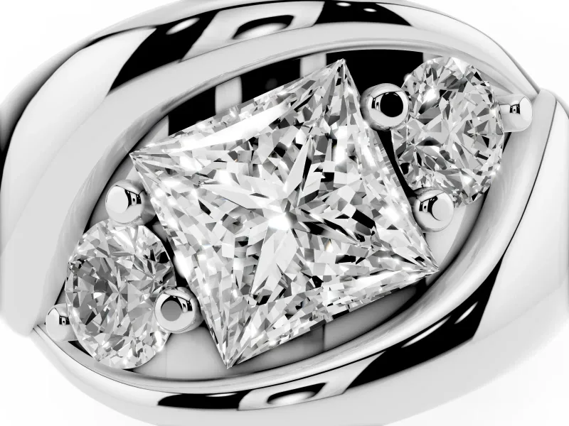 Princess Cut Diamond Channel-Set Crossover Ring Set in Platinum