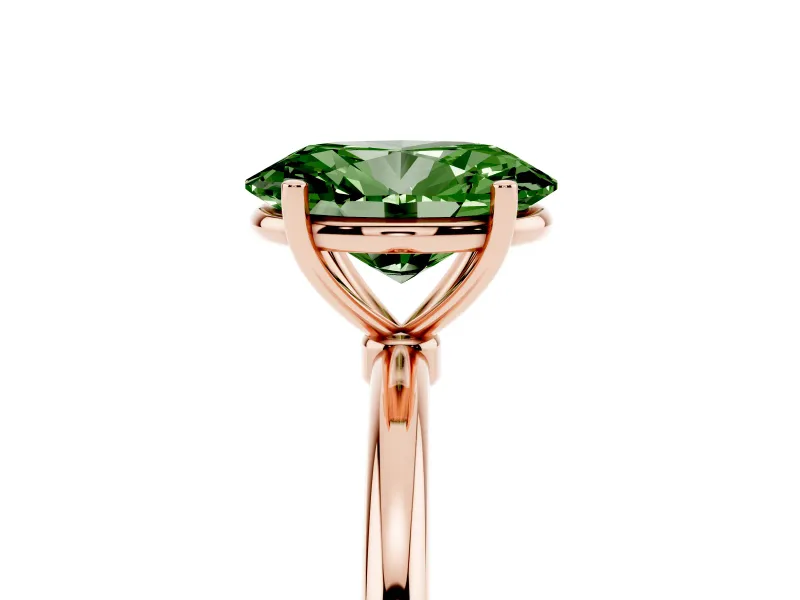Oval Thin Solitaire Engagement Ring Setting for a Fancy Green Lab-Grown Diamond | Straight Plain Band | Rose Gold
