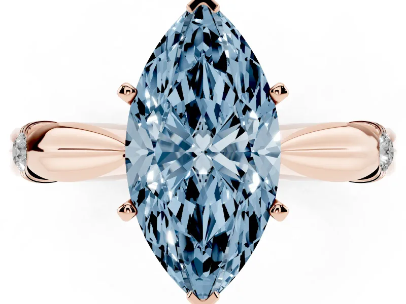 Marquise Floral Solitaire Engagement Ring Setting for a Fancy Blue Lab-Grown Diamond | Rose Gold