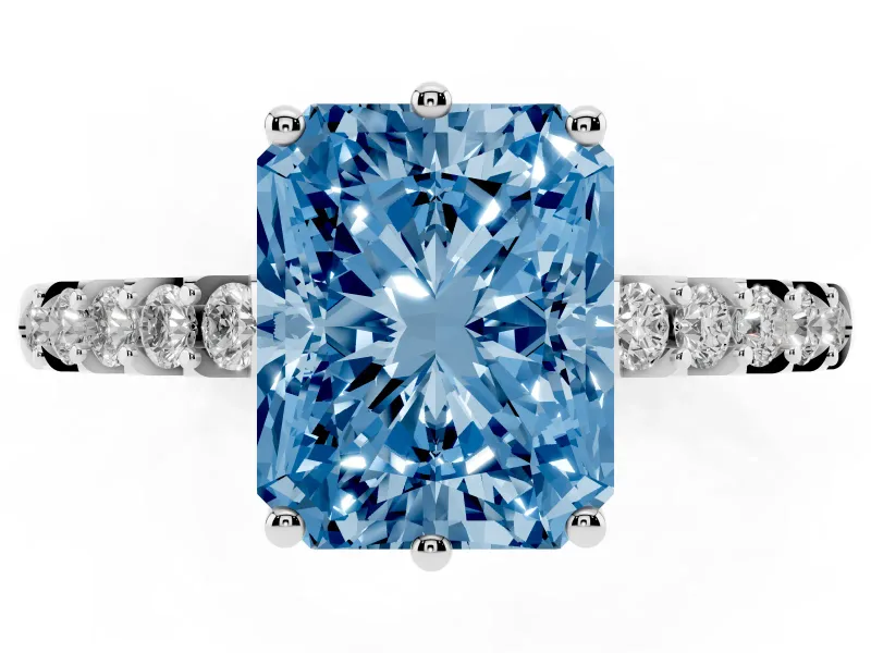 Radiant Cut Engagement Ring Setting for a Fancy Blue Lab-Grown Diamond | Platinum - Design NV-24649