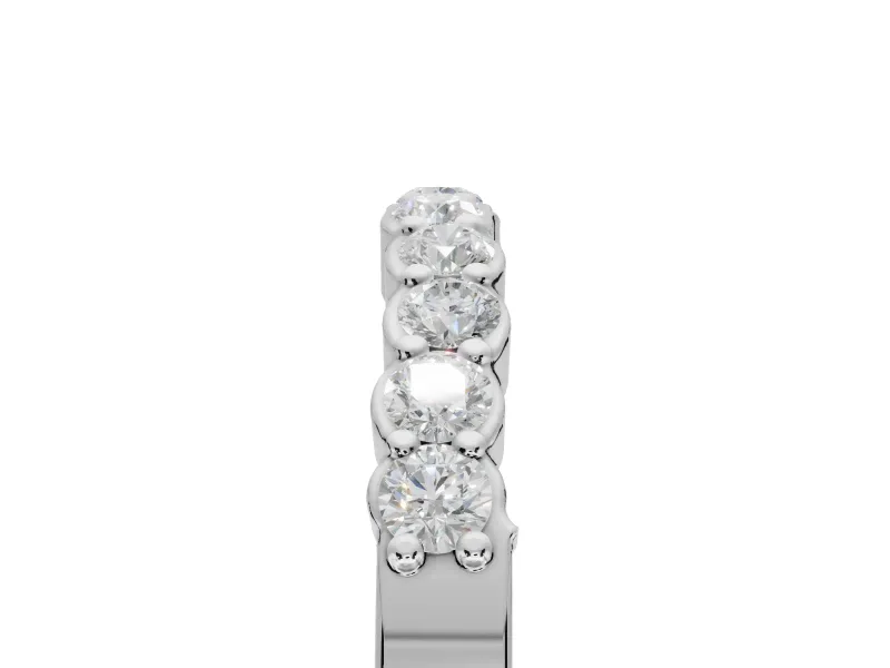 Round Lab-Grown Diamond U-Prong Set Wedding Band | Open Side Arcs | White Gold