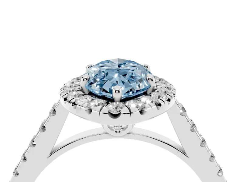 Marquise Raised Halo Engagement Ring Setting for a Fancy Blue Lab-Grown Diamond | White Gold