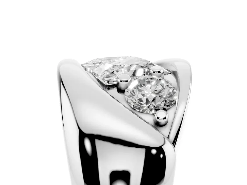 Princess Cut Diamond Channel-Set Crossover Ring Set in White gold