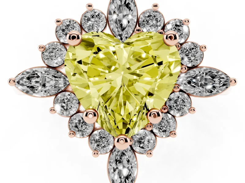 Heart-Shaped Engagement Ring Setting for a Fancy Yellow Lab-Grown Diamond | Rose Gold - Design NV-24790