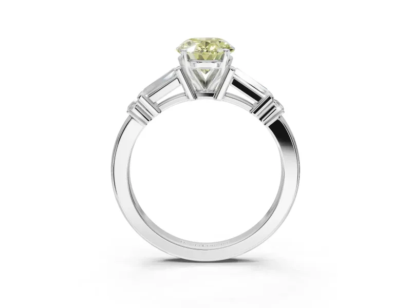 Oval Tapered Baguette Engagement Ring Setting for a Fancy Yellow Lab-Grown Diamond | Sterling Silver