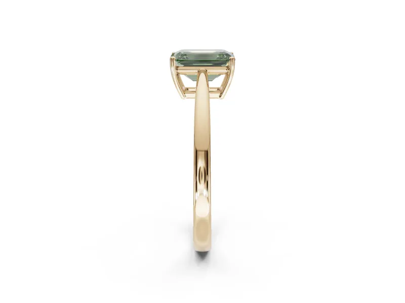 Emerald Cut Cathedral Engagement Ring Setting for a Fancy Green Lab-Grown Diamond | Yellow Gold - Design NV-24626