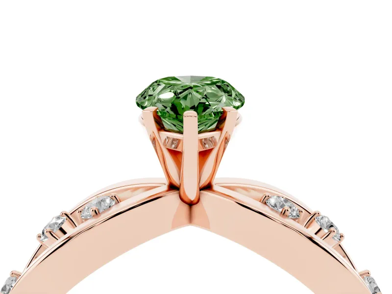 Pear-Shaped Loop Engagement Ring Setting for a Fancy Green Lab-Grown Diamond | Rose Gold