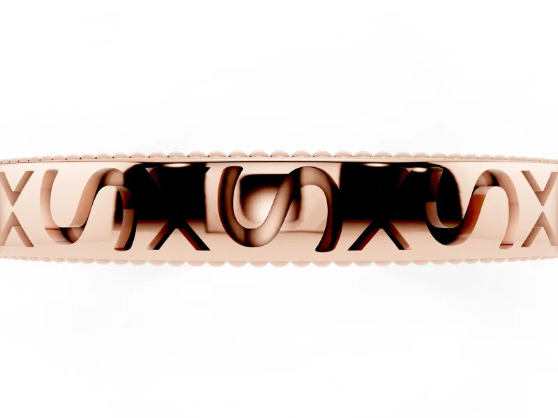Engraved Milgrain Band Set in Rose gold with Vintage-Inspired Pattern