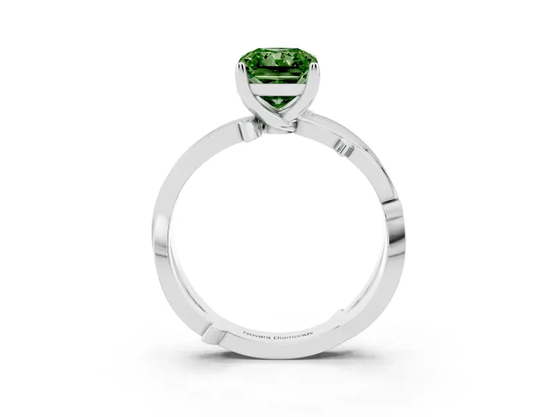 Radiant Cut Twisted Engagement Ring Setting for a Fancy Green Lab-Grown Diamond | Sterling Silver - Design NV-24635