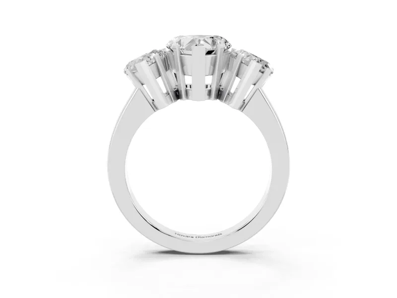 Heart-Shaped Three Stone Engagement Ring Setting | Large Side Stones | Sterling Silver