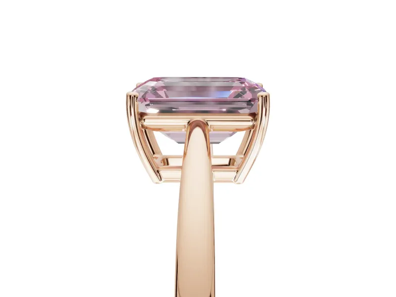 Emerald Cut Cathedral Solitaire Engagement Ring Setting for a Fancy Pink Lab-Grown Diamond | Open Shoulders | Rose Gold