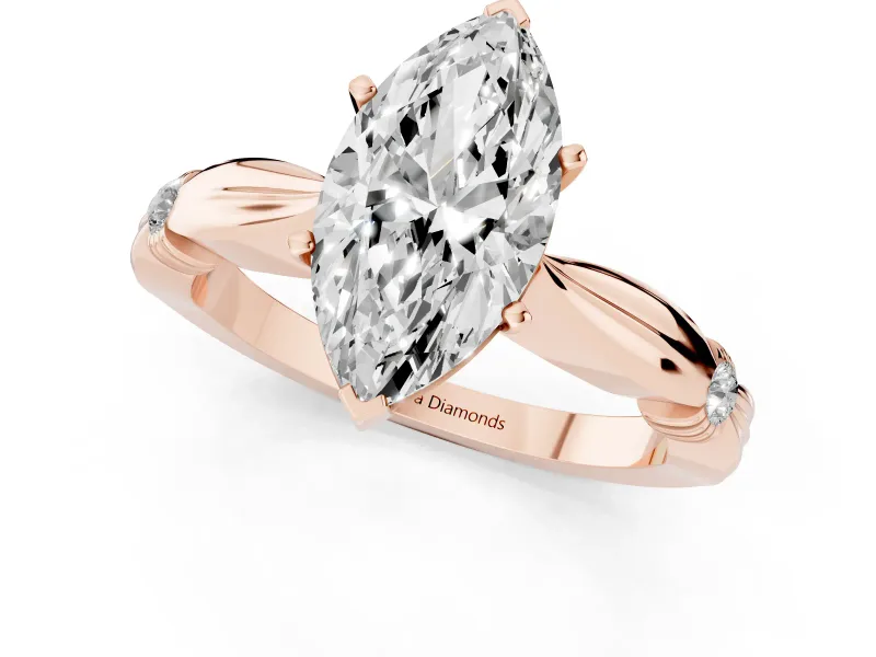 Marquise Floral Solitaire Engagement Ring Setting | Sculpted Leaf Shoulders | Rose Gold