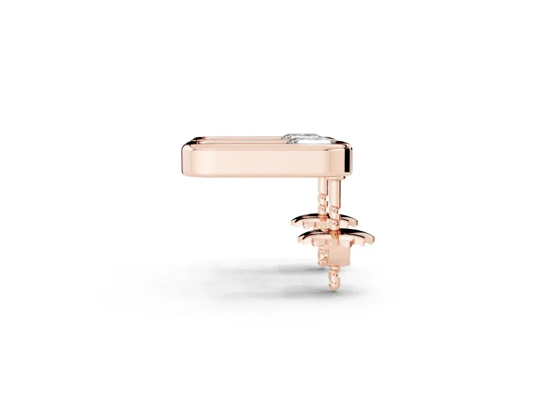 Emerald Cut Lab-Grown Diamond East-West Open Frame Stud Earrings | Polished Frame | Rose Gold