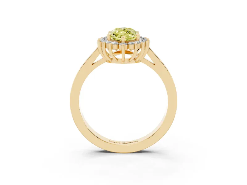 Marquise Scalloped Halo Engagement Ring Setting for a Fancy Yellow Lab-Grown Diamond | Yellow Gold