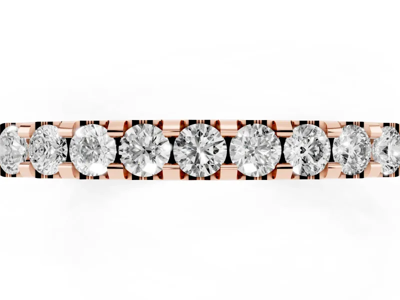 Round Lab-Grown Diamond Scalloped Pavé Half Eternity Band | U-Cut Sides | Rose Gold