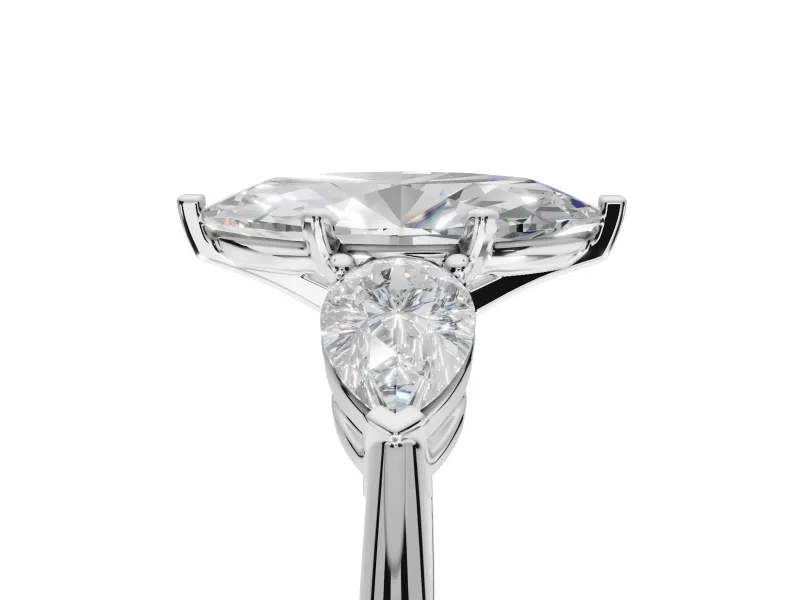 Marquise Three-Stone Engagement Ring Setting | Pear Side Stones | Platinum
