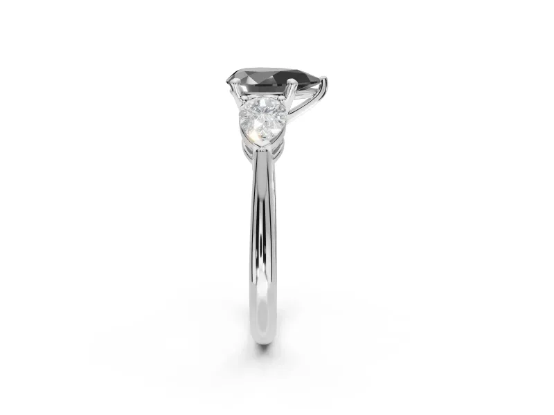 Pear-Shaped Three-Stone Engagement Ring Setting for a Black Center | Pear Side Stones | Platinum
