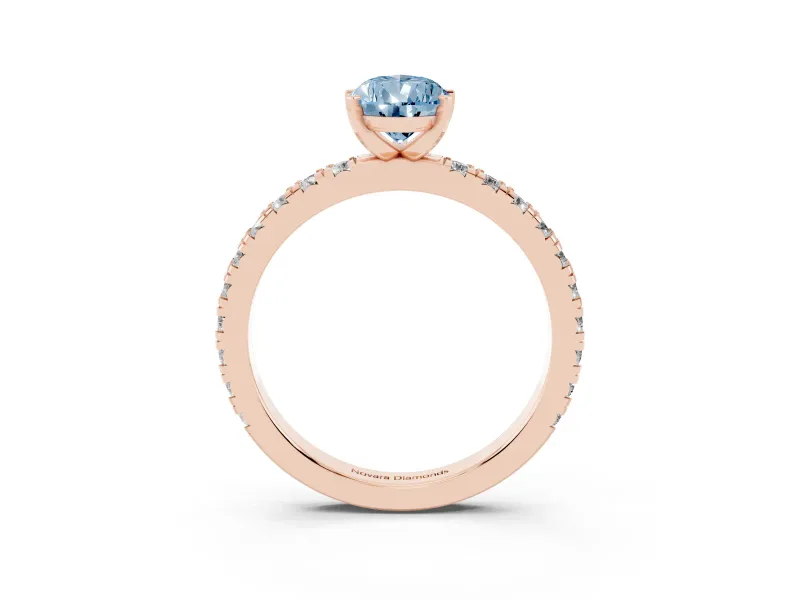 Pear-Shaped Pavé Solitaire Engagement Ring Setting for a Fancy Blue Lab-Grown Diamond | Rose Gold