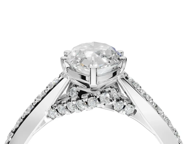 Marquise Pavé Solitaire Engagement Ring Setting | Crossover Gallery | Sterling Silver