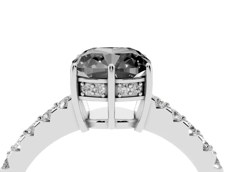 Cushion Cut Hidden Halo Engagement Ring Setting for a Black Center | Platinum