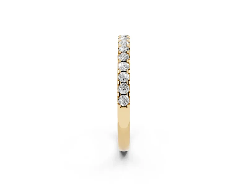 Round Diamond Pavé Eternity Band Set in Yellow gold with Micro Prongs