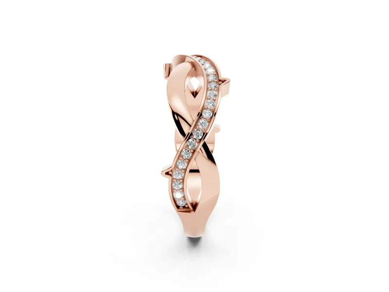 Round Lab-Grown Diamond Pavé Twisted Infinity Band | One Plain Strand | Rose Gold