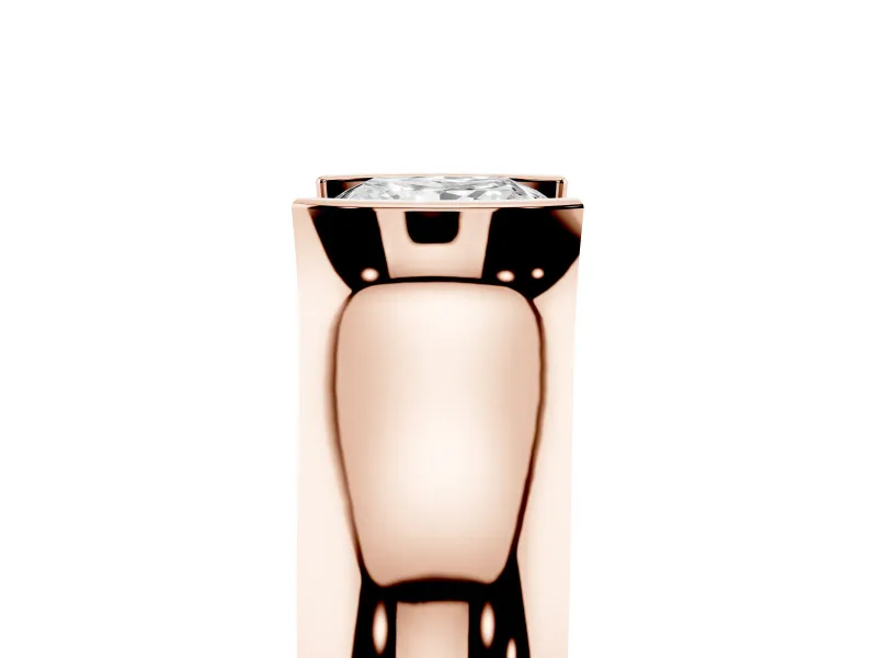 Princess Cut Half Bezel Solitaire Engagement Ring Setting | Wide Band | Rose Gold