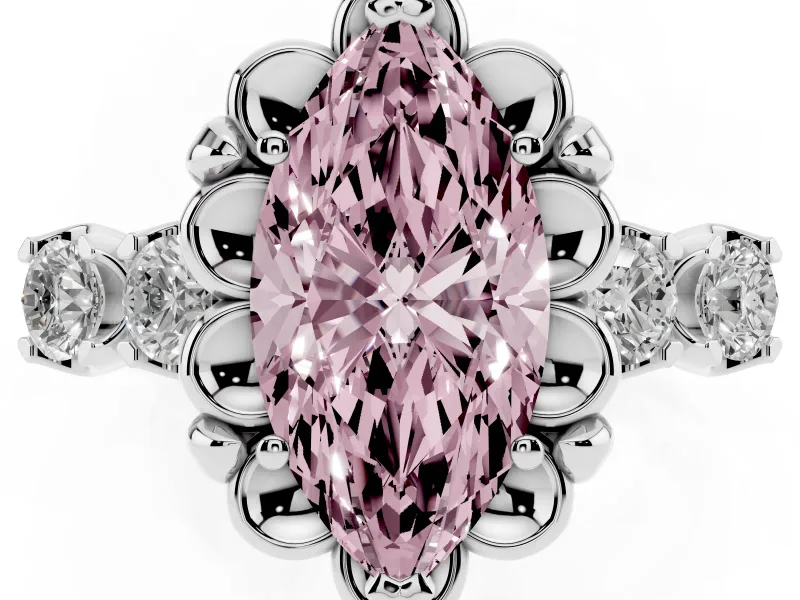 Marquise Floral Engagement Ring Setting for a Fancy Pink Lab-Grown Diamond | Petal Frame | Platinum