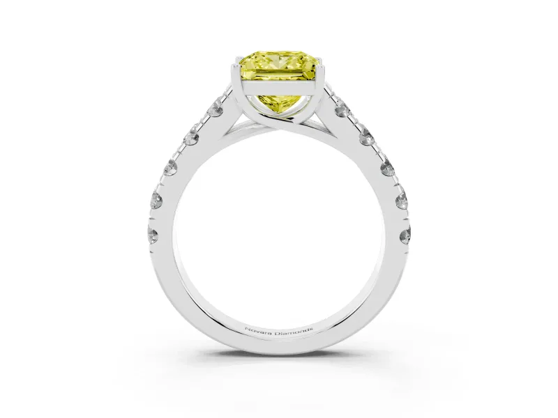 Princess Cut Engagement Ring Setting for a Fancy Yellow Lab-Grown Diamond | Sterling Silver - Design NV-24643