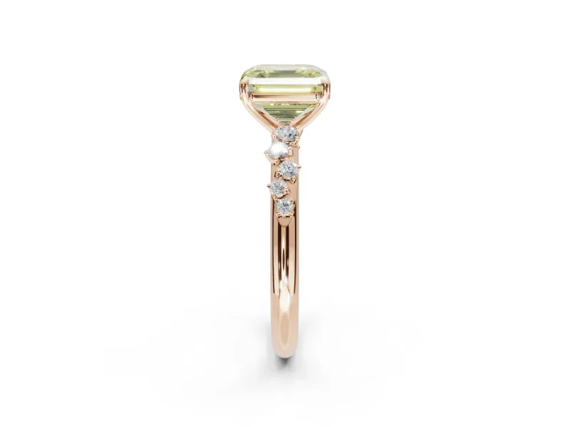 Asscher Cut Graduated Solitaire Engagement Ring Setting for a Fancy Yellow Lab-Grown Diamond | Rose Gold