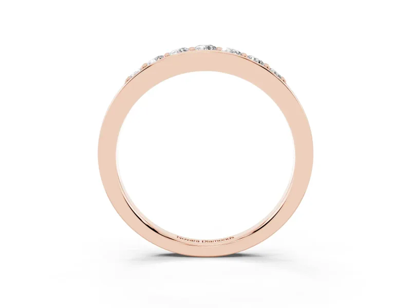 Round Diamond Comfort Fit Band Set in Rose gold with Channel-Set Row