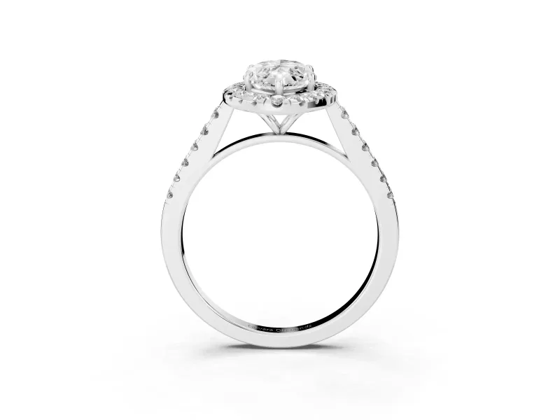 Marquise Halo Engagement Ring Setting | Pave Shoulders | Sterling Silver
