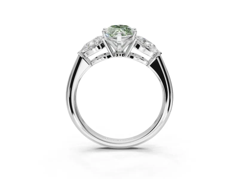 Marquise 3-Stone Engagement Ring Setting for a Fancy Green Lab-Grown Diamond | Sterling Silver