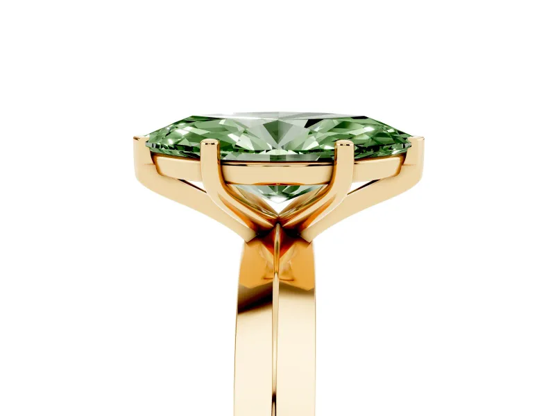Marquise Knife-Edge Engagement Ring Setting for a Fancy Green Lab-Grown Diamond | Yellow Gold