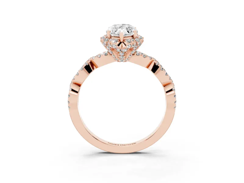 Marquise Milgrain Halo Engagement Ring Setting | Graduated Shoulders | Rose Gold