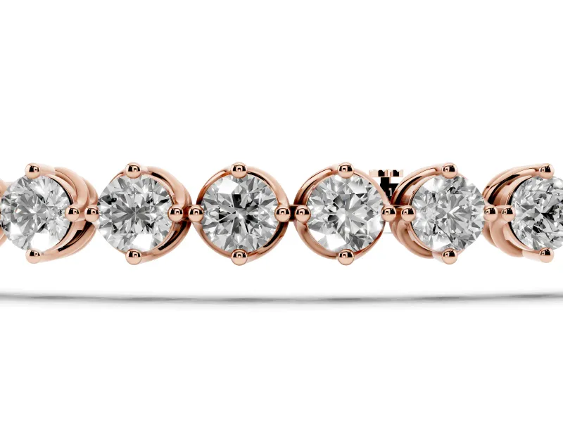 Round Lab-Grown Diamond Prong Set Tennis Bracelet | Single Row | Rose Gold